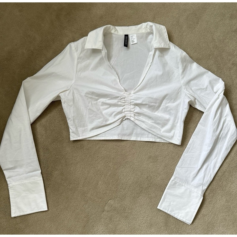 H&M cropped White Blouse